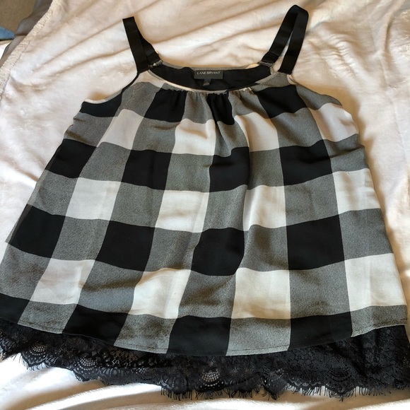 Lane Bryant Tops - Lane Bryant Buffalo plaid lace trim tank top